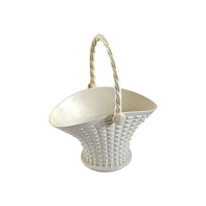 Vintage Regaline White Plastic Basket w/ Handle, Mid Century Easter Decor Kitsch